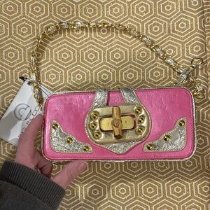 Big Buddha Malibu Pink and Gold Women's clutch crossbody shoulder bag Never used